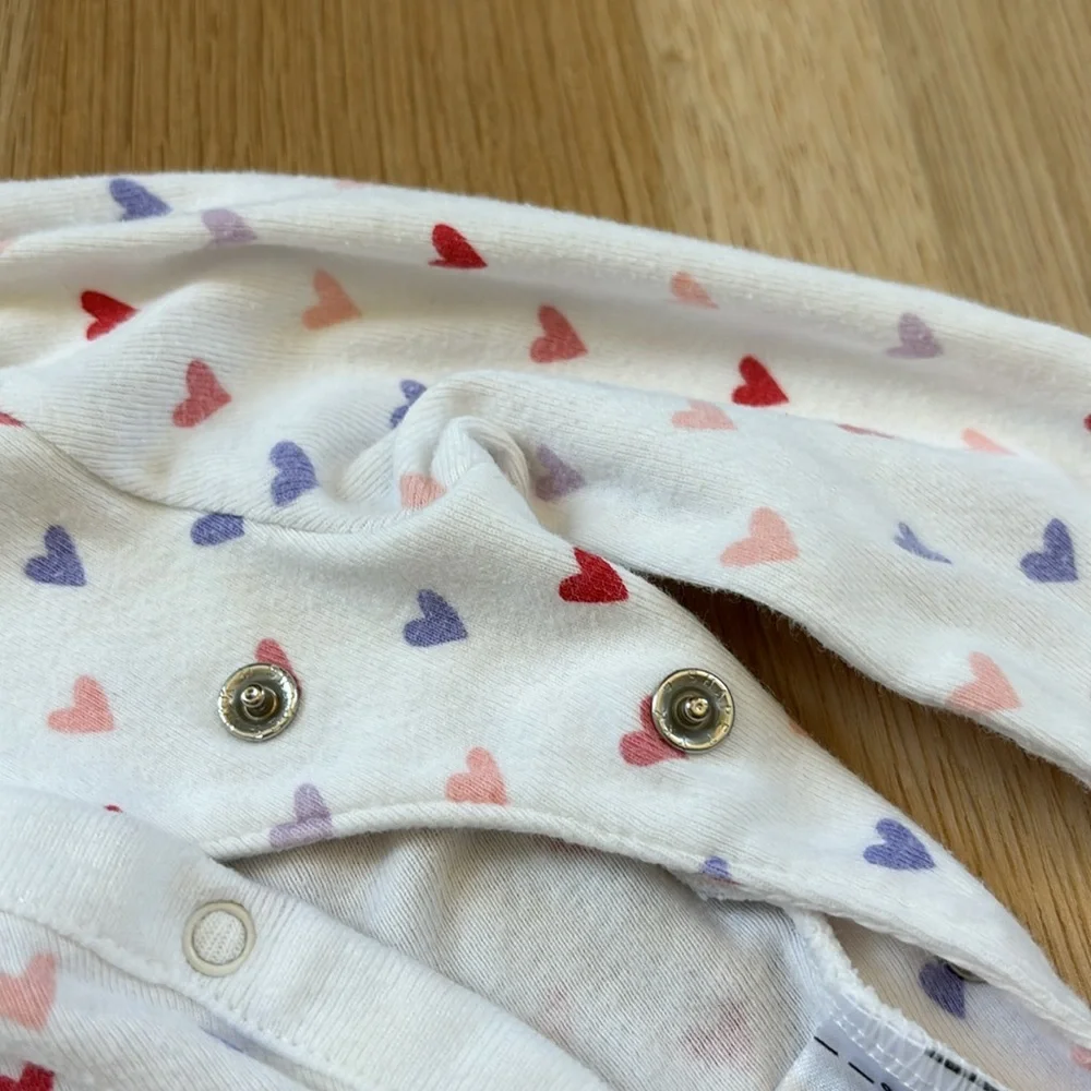 Baby GAP Long-Sleeve Cotton Bodysuit with Red, Pink and Purple Hearts